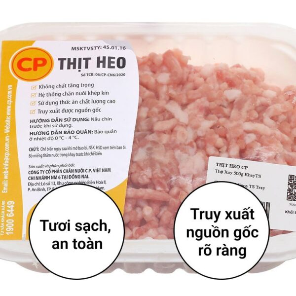 Thịt heo xay sẵn C.P khay 500g